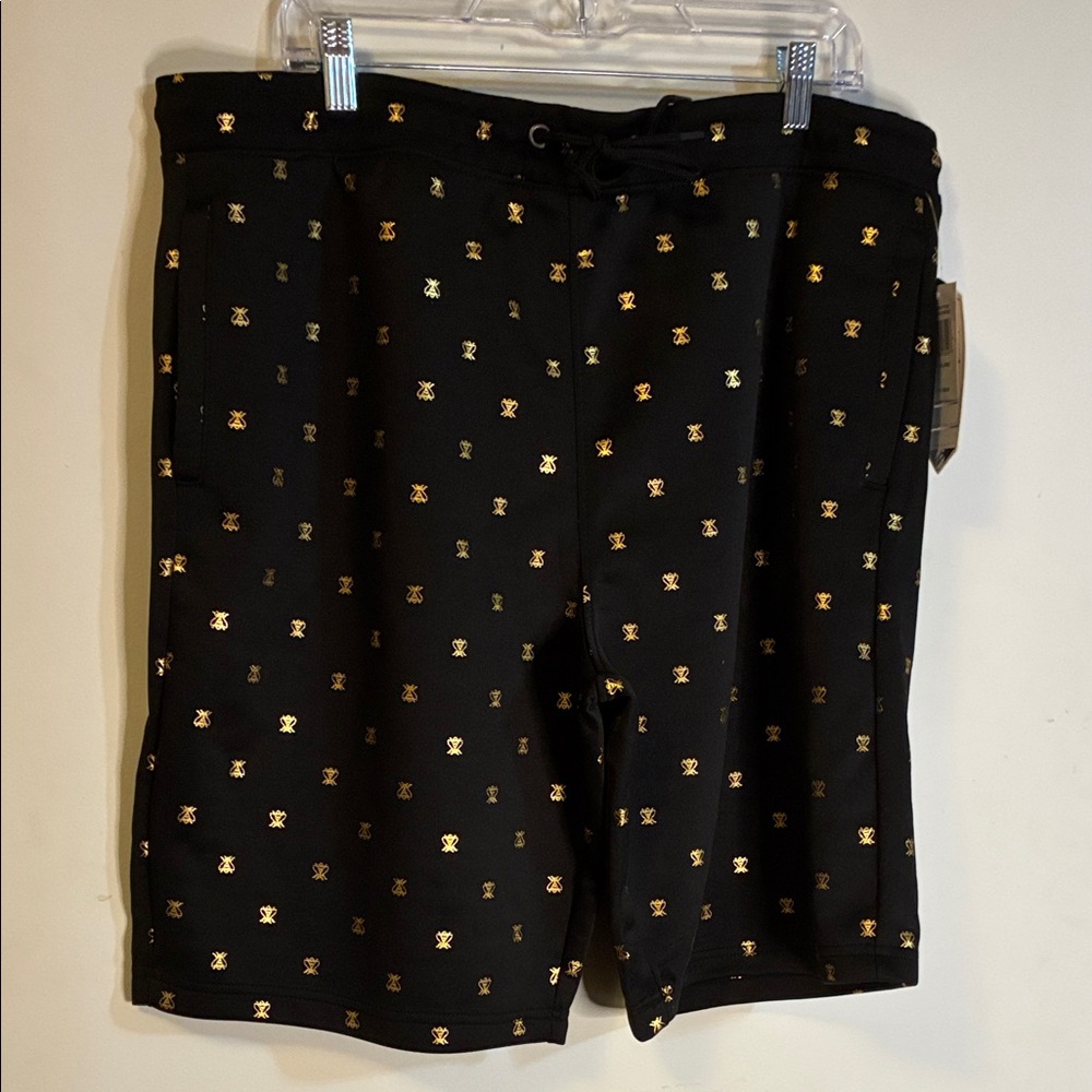 DRILL NYC Men's Black and Gold Swim Board Shorts